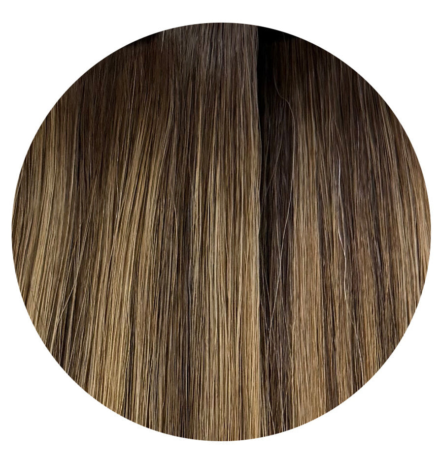 Premium Seamless Genius Weft Extensions I Shade Mocha Gild 50g
